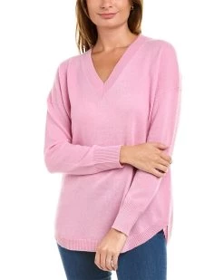 women InCashmere V-Neck Cashmere Tunic Sweater