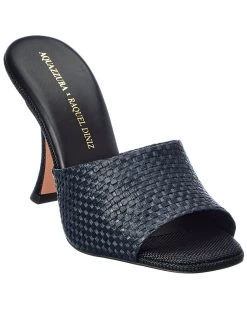 women Aquazzura x Raquel Diniz Violette 95 Raffia & Leather Sandal