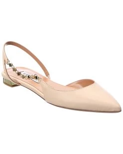 women Aquazzura Gramercy Leather Slingback Flat