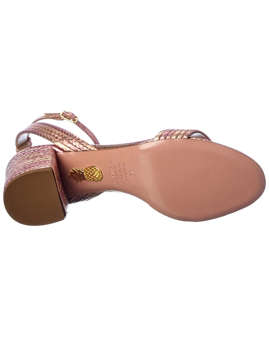 women Aquazzura Sundance 50 Snake-Embossed Leather Sandal 4 women Aquazzura Sundance 50 Snake-Embossed Leather Sandal - Image 4