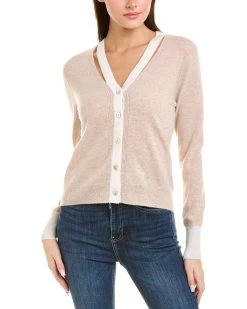 women InCashmere Split Neck Cashmere Cardigan