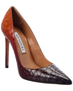 women Aquazzura Purist 105 Croc-Embossed Leather Pump