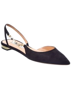 women Aquazzura Gramercy Suede Slingback Flat