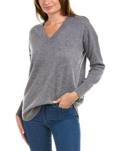 women InCashmere V-Neck Cashmere Tunic Sweater