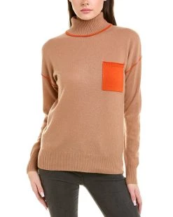 women InCashmere Tipped Cashmere Turtleneck