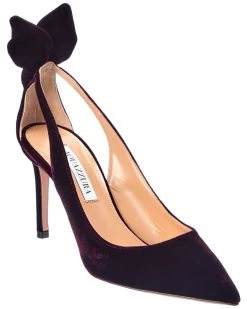 women Aquazzura Bow Tie 85 Velvet Pump