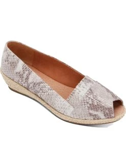 Gentle Souls by Kenneth Cole Luci Ruffle A-Line Womens Leather Peep-Toe Wedge Sandals