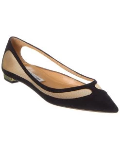 women Aquazzura Amal Mesh & Suede Flat