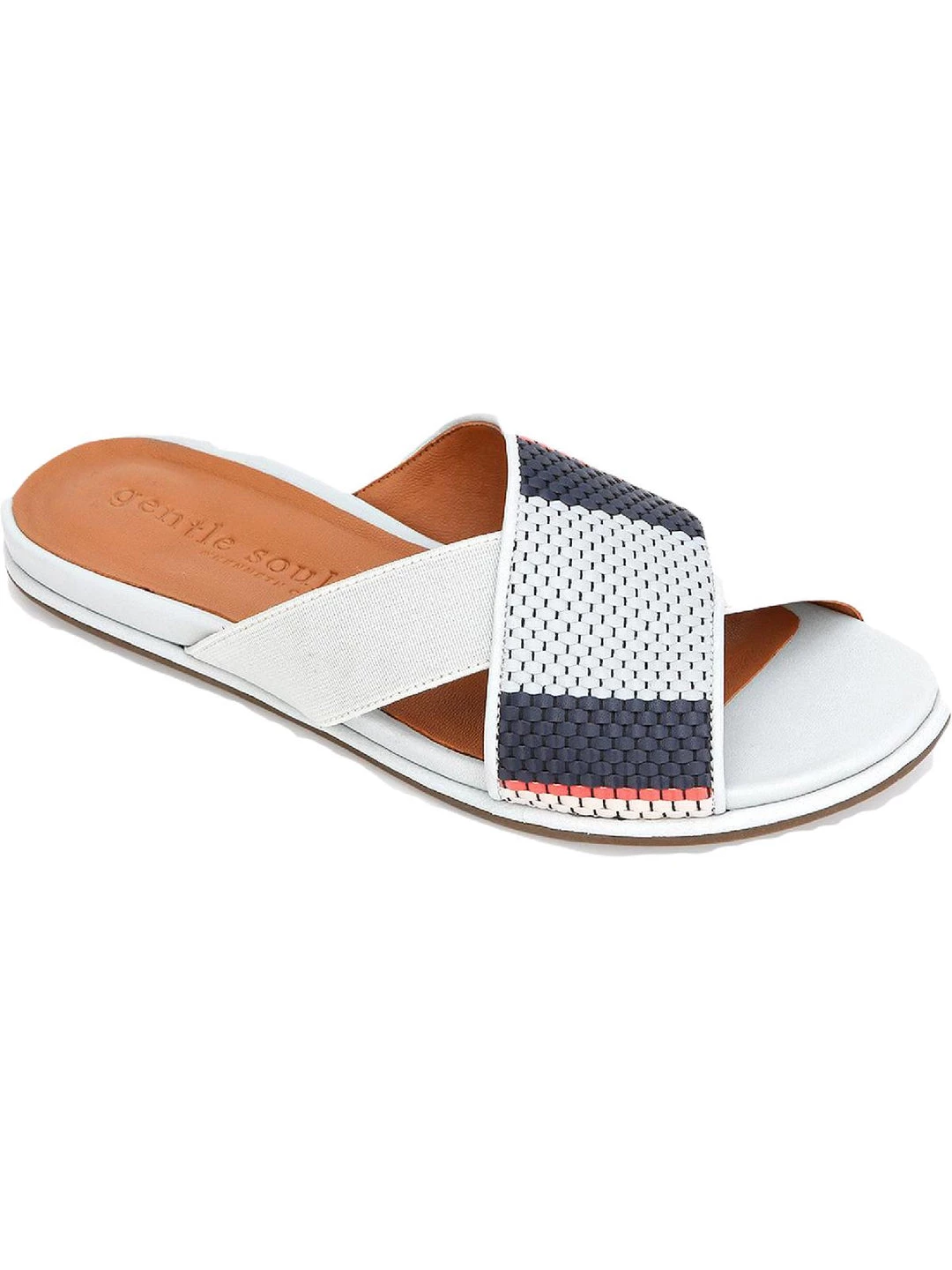 Gentle Souls by Kenneth Cole Lark Cross Elastic Womens Leather Slip On Slide Sandals 1 Gentle Souls by Kenneth Cole Lark Cross Elastic Womens Leather Slip On Slide Sandals