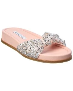 women Aquazzura Asja Satin & Leather Sandal