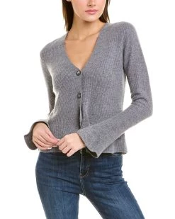 women InCashmere Flare Cuff Cashmere Cardigan