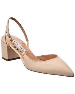 women Aquazzura Gramercy 50 Leather Slingback Pump