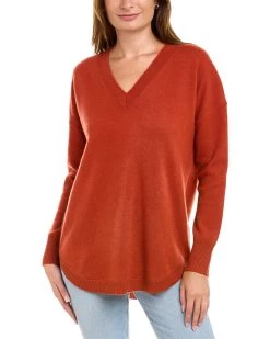 women InCashmere V-Neck Cashmere Tunic Sweater