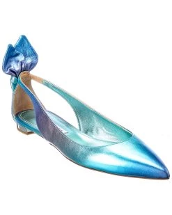 women Aquazzura Bow Tie Leather Slingback Flat