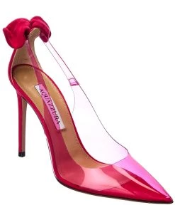 women Aquazzura Bow Tie 105 Plexi & Suede Pump