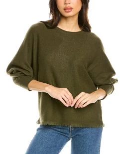 women InCashmere Fringe Bottom Cashmere Sweater