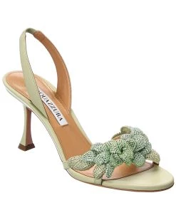 women Aquazzura Galactic Flower 75 Leather Slingback Sandal