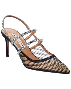 women Aquazzura Martini 75 Mesh & Leather Pump
