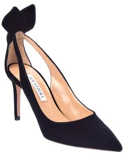 women Aquazzura Bow Tie 85 Velvet Pump