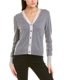 women InCashmere Split Neck Cashmere Cardigan