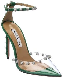 women Aquazzura Secrets 105 Plexi & Suede Pump