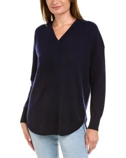 women InCashmere V-Neck Cashmere Tunic Sweater